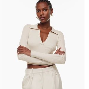 Size S Aritzia sculpt knit polo long sleeve